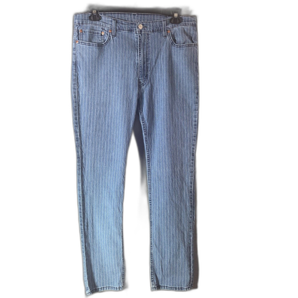 Levi's 511 Men's 38x32 Jeans Blue White Pinstripe Denim Slim